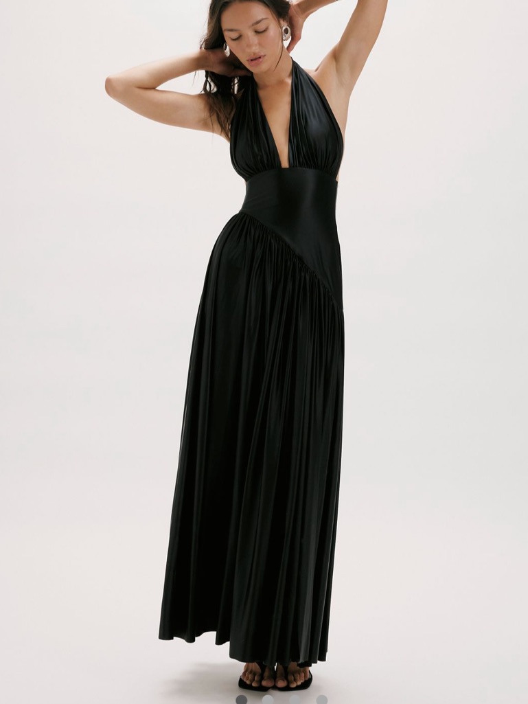 Delfi Collective Rae Halter Gown In Black